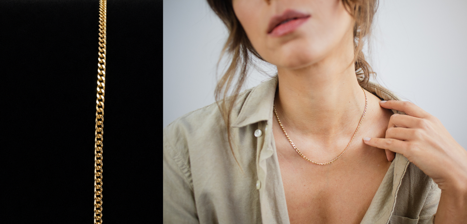 Pansarhalsband och armband i guld